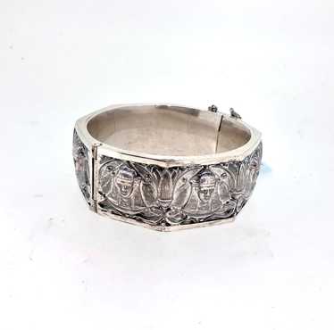 Antique Egyptian Revival Silver Cuff Bracelet With Scarab And Pharaoh  Motifs — portmanteau new york