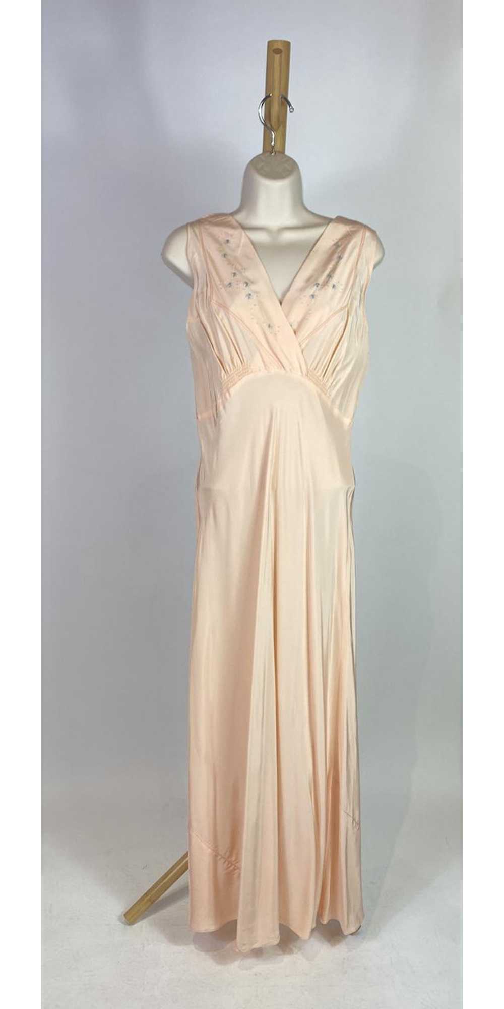 1940s - 1950s Pink Rayon Maxi Slip Dress Bias Cut… - image 1