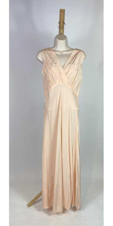1940s - 1950s Pink Rayon Maxi Slip Dress Bias Cut… - image 1