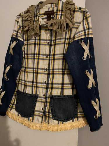 Custom Ladies flannel plaid (navy, yellow, cream) 