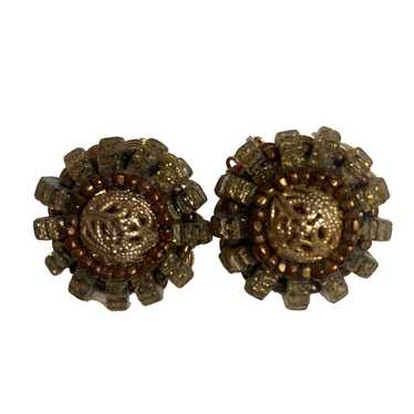 Vintage Vintage Hobe Signed Clip On Earrings Gold… - image 1