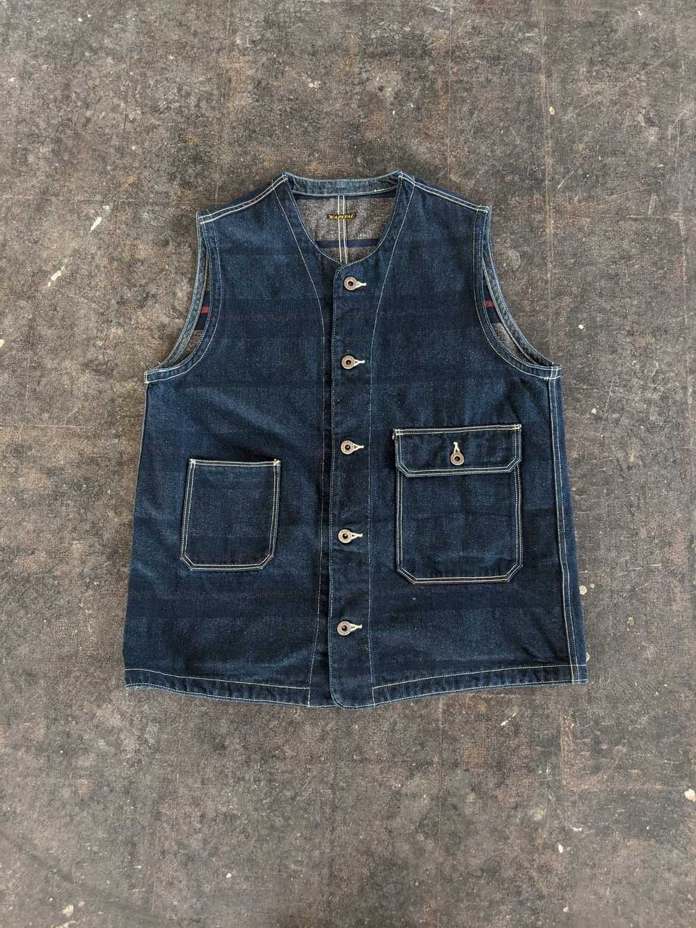 Kapital Kapital Cinch Back Denim Vest - image 1