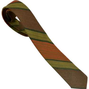 Narrow Neck Tie Orange Rust Green Colors Mid Cent… - image 1