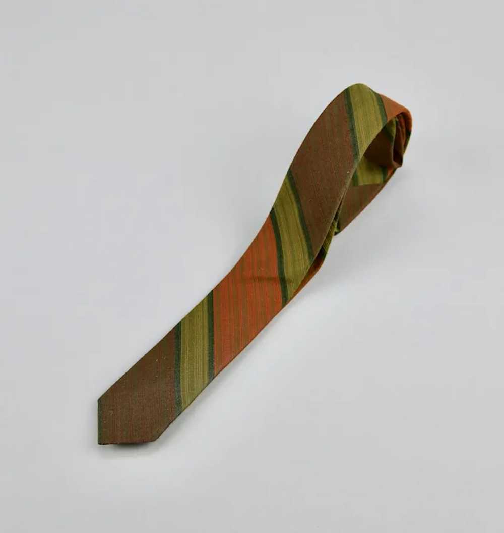 Narrow Neck Tie Orange Rust Green Colors Mid Cent… - image 3