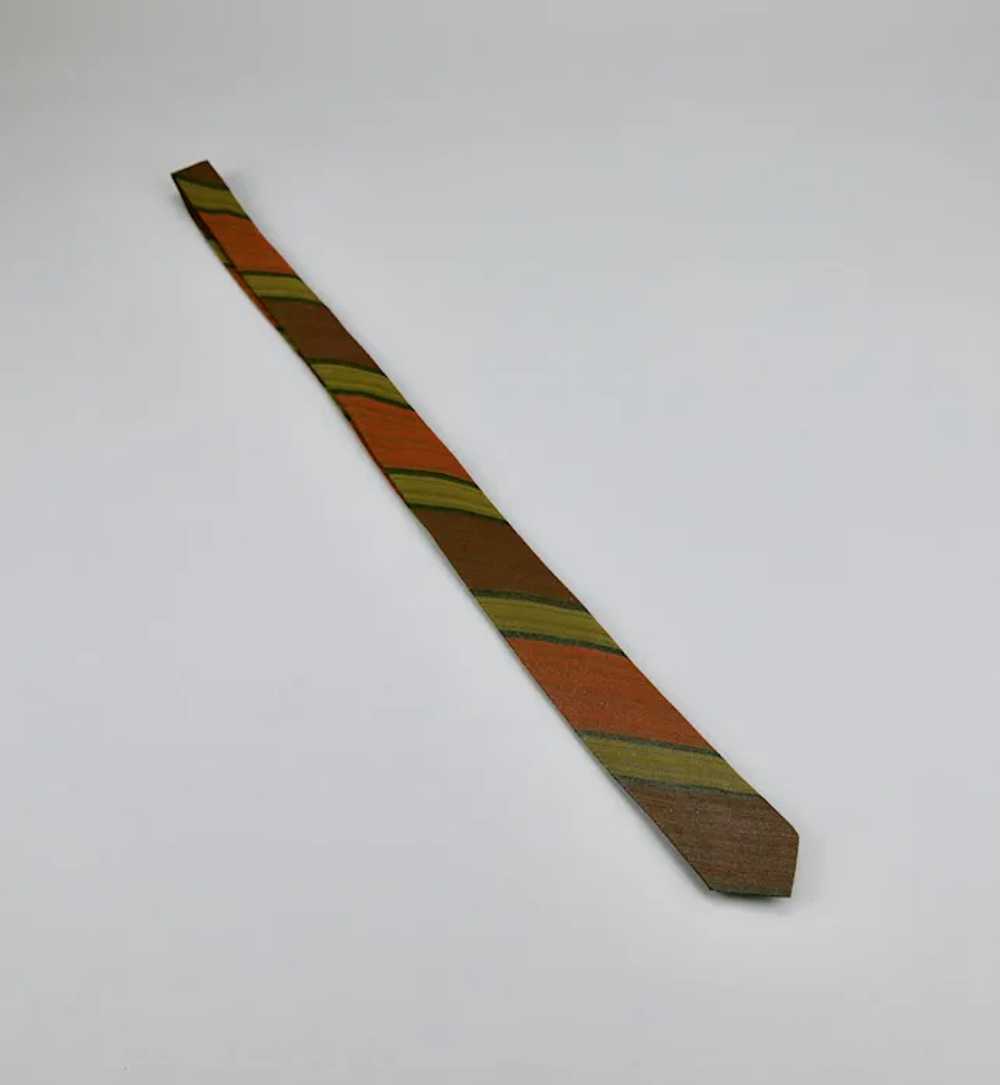 Narrow Neck Tie Orange Rust Green Colors Mid Cent… - image 5