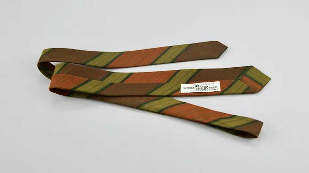 Narrow Neck Tie Orange Rust Green Colors Mid Cent… - image 7