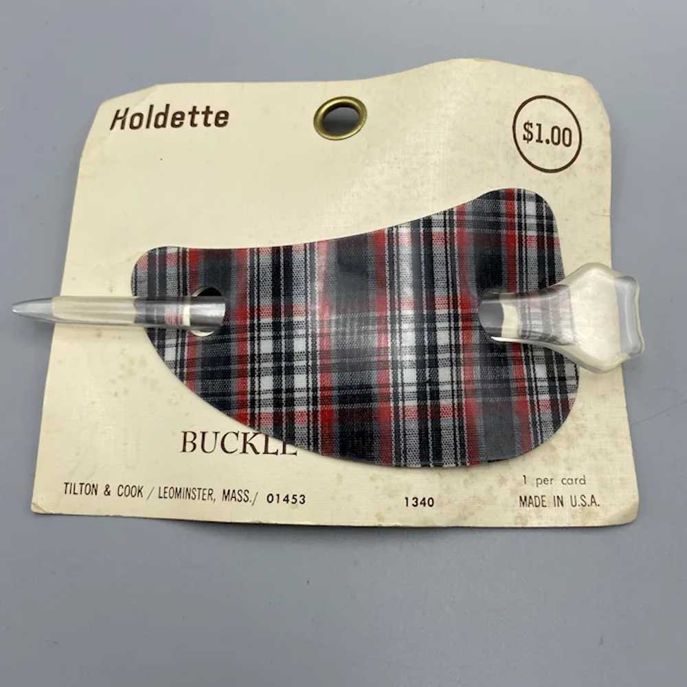 Vintage NOS Buckle Barrettes Plaid Lucite Plastic… - image 3