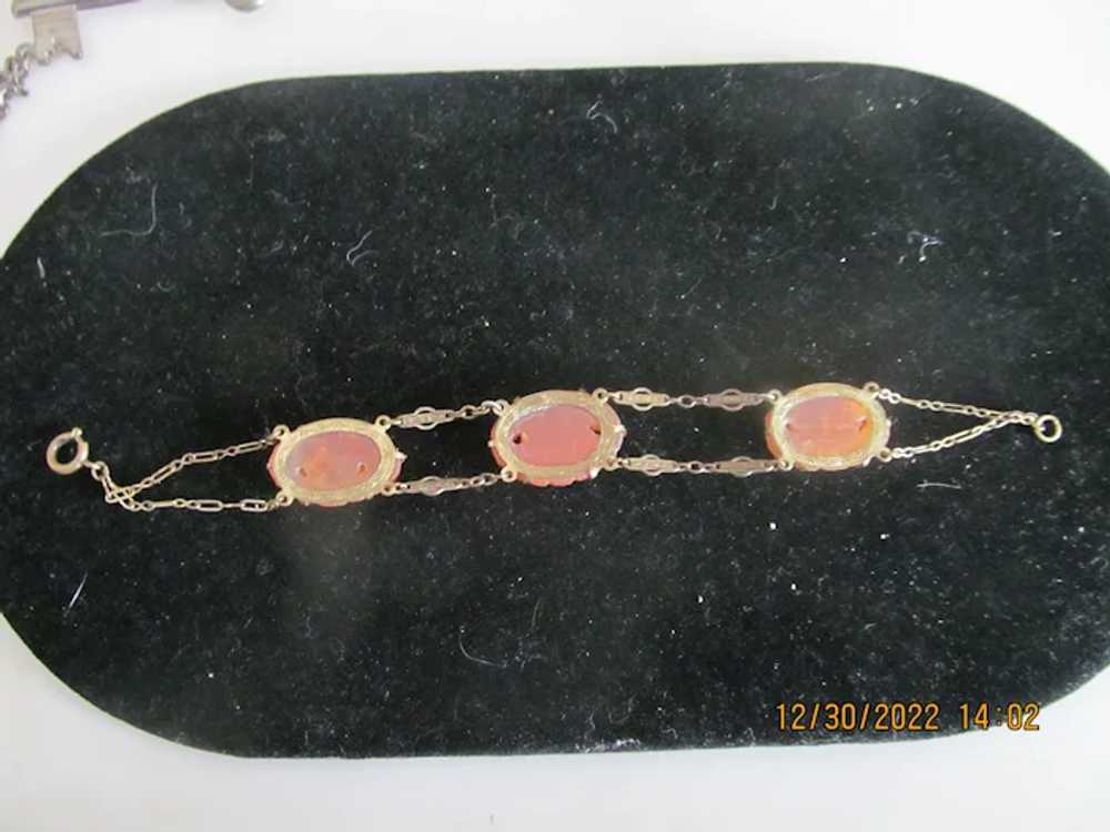 Wonderful molded glass bracelet in brass and oran… - image 6