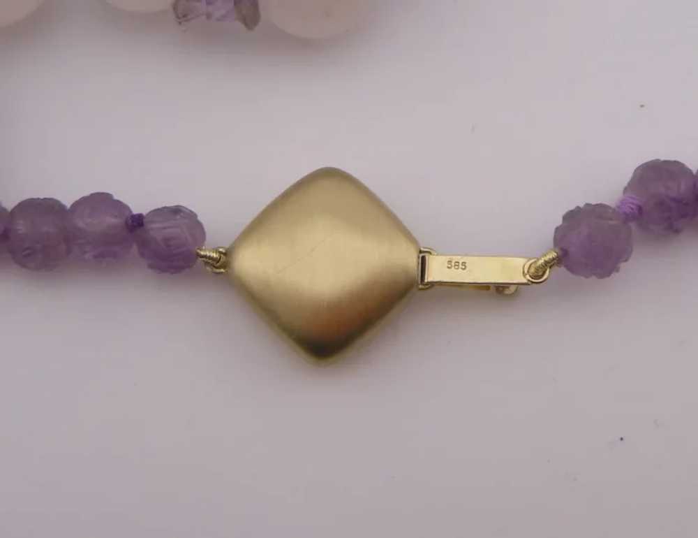 Vintage 14K Rose Quartz Amethyst Necklace - image 5