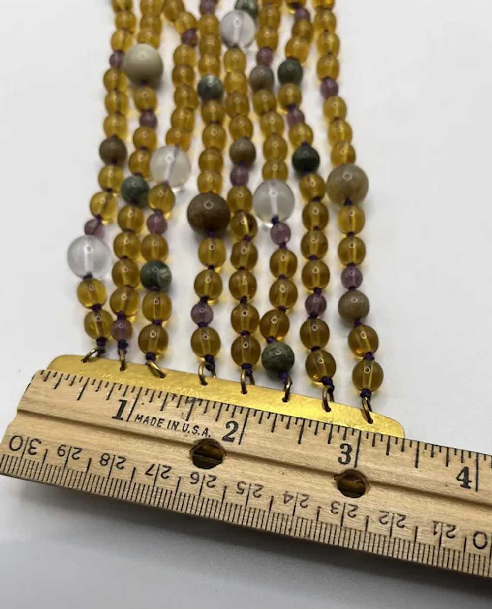 Vintage Chunky 8 Strand Knotted Gemstone Bracelet… - image 8
