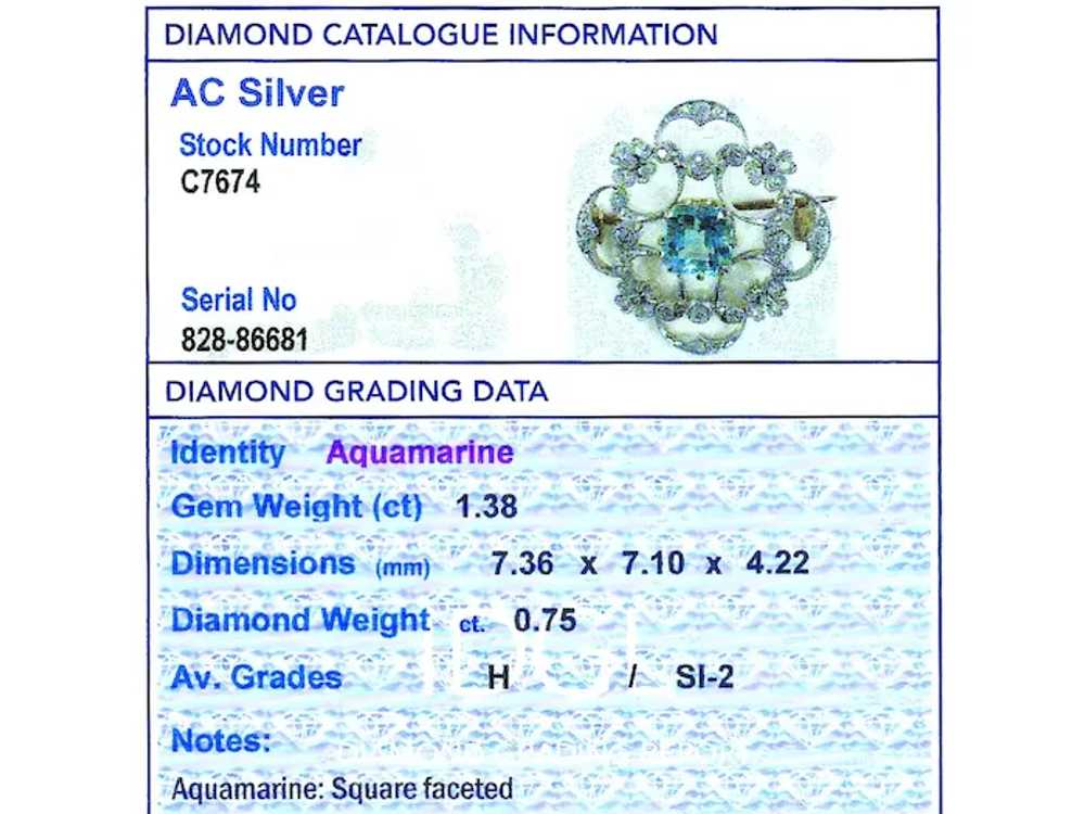 Antique 1.38ct Aquamarine and 0.75ct Diamond, 15 … - image 8