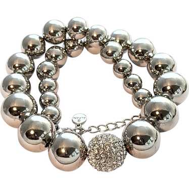 Designer Alfani Silver Tone Graduated Bead Neckla… - image 1