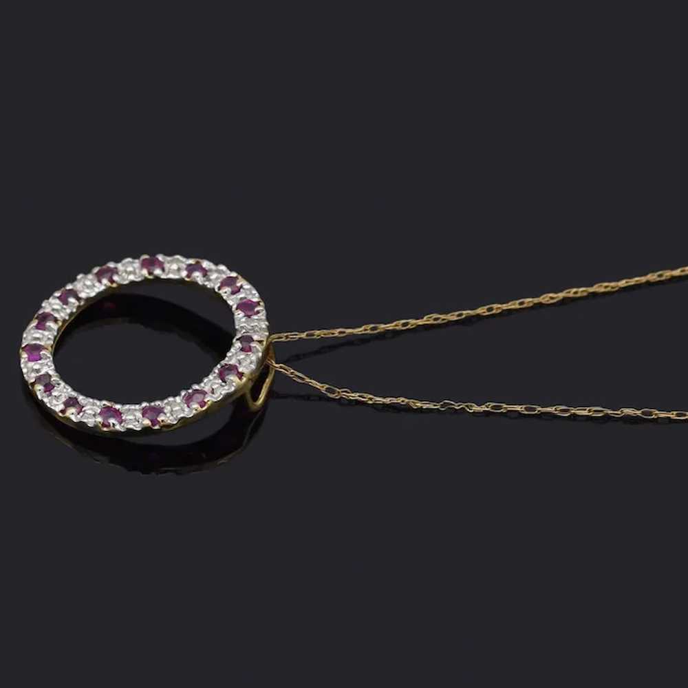 Vintage 10K Yellow Gold Ruby & Diamond Open Circl… - image 3