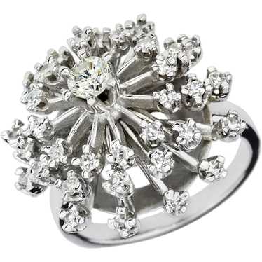 Vintage 14K White Gold Diamond "Make a Wish" Clus… - image 1