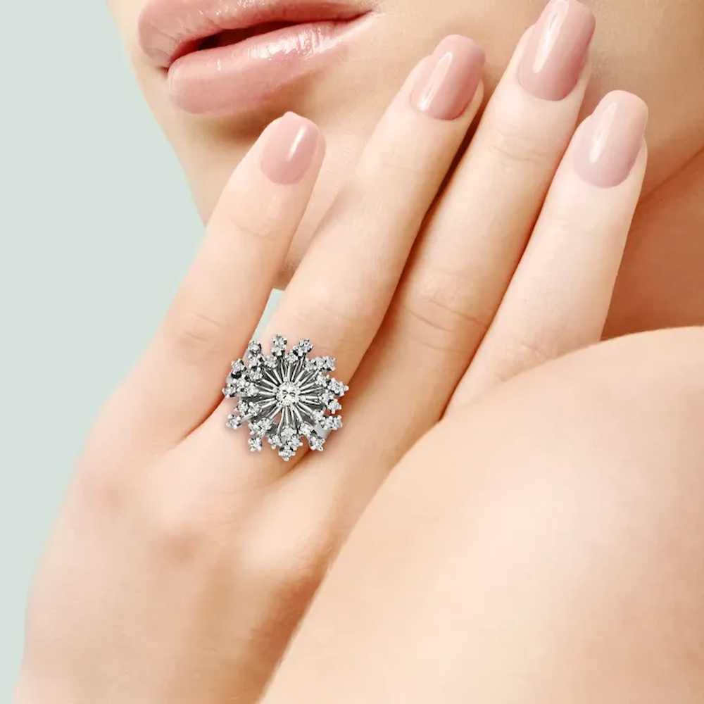 Vintage 14K White Gold Diamond "Make a Wish" Clus… - image 2