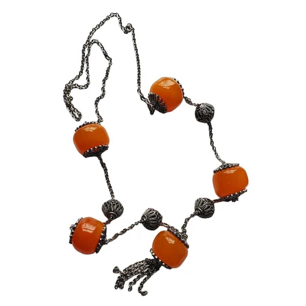 Huge Butterscotch Bakelite Bead Necklace - image 2