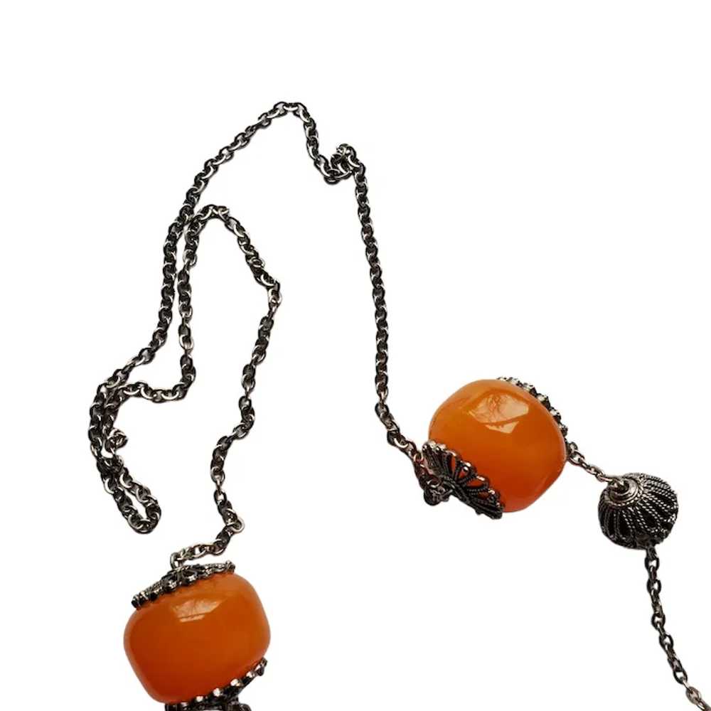 Huge Butterscotch Bakelite Bead Necklace - image 3