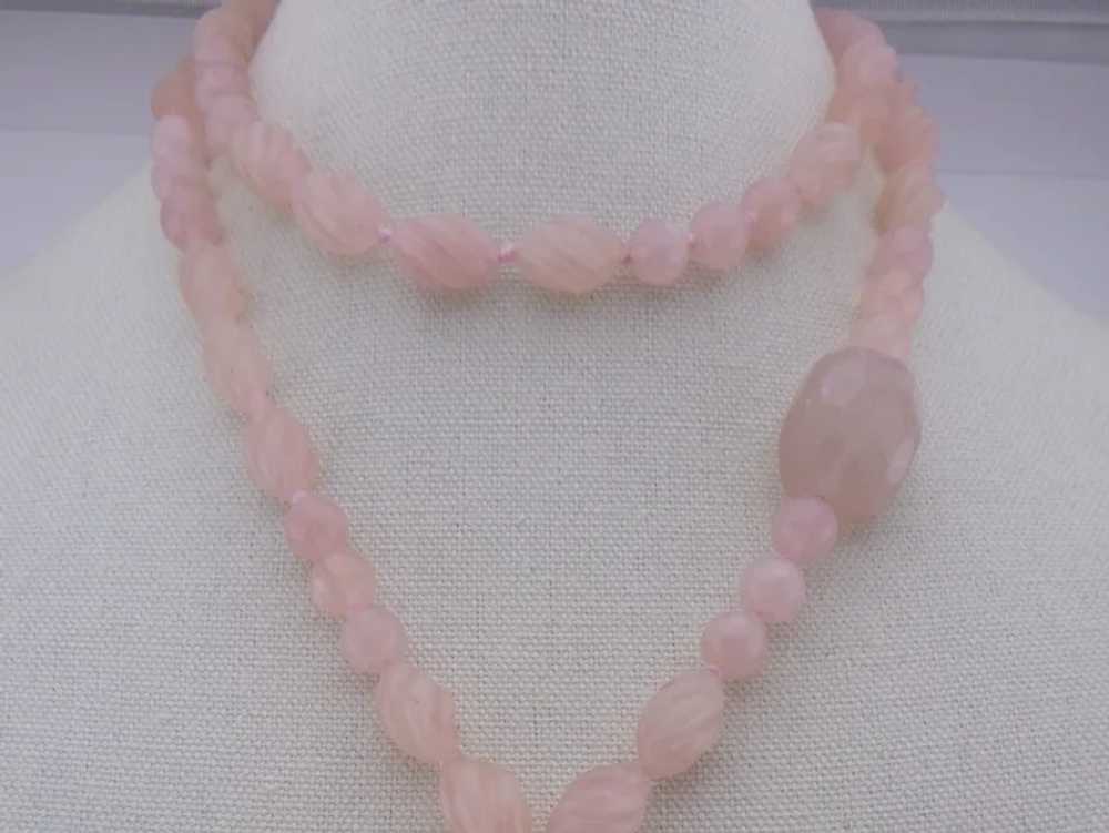 Vintage 14K Gold Rose Quartz Necklace - image 3