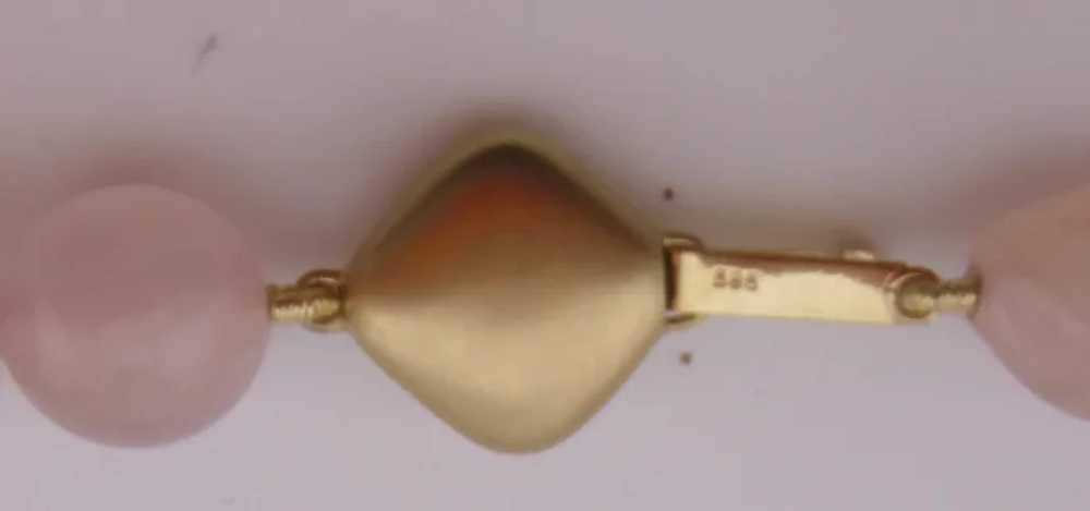 Vintage 14K Gold Rose Quartz Necklace - image 4