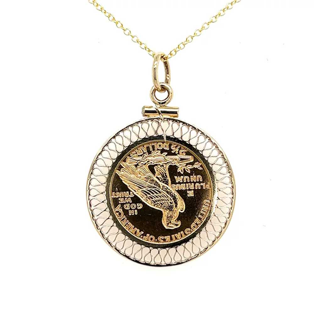 2.50 Dollar Quarter Eagle US Gold Coin Pendant 14… - image 2