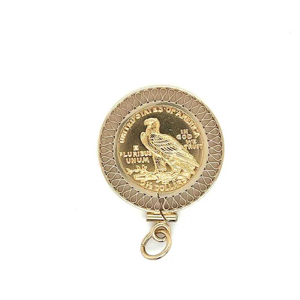 2.50 Dollar Quarter Eagle US Gold Coin Pendant 14… - image 3