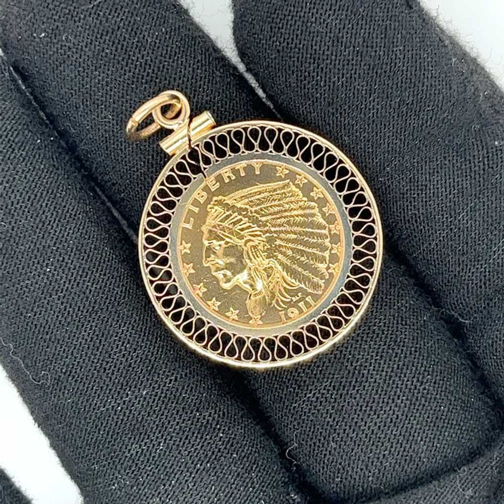 2.50 Dollar Quarter Eagle US Gold Coin Pendant 14… - image 5