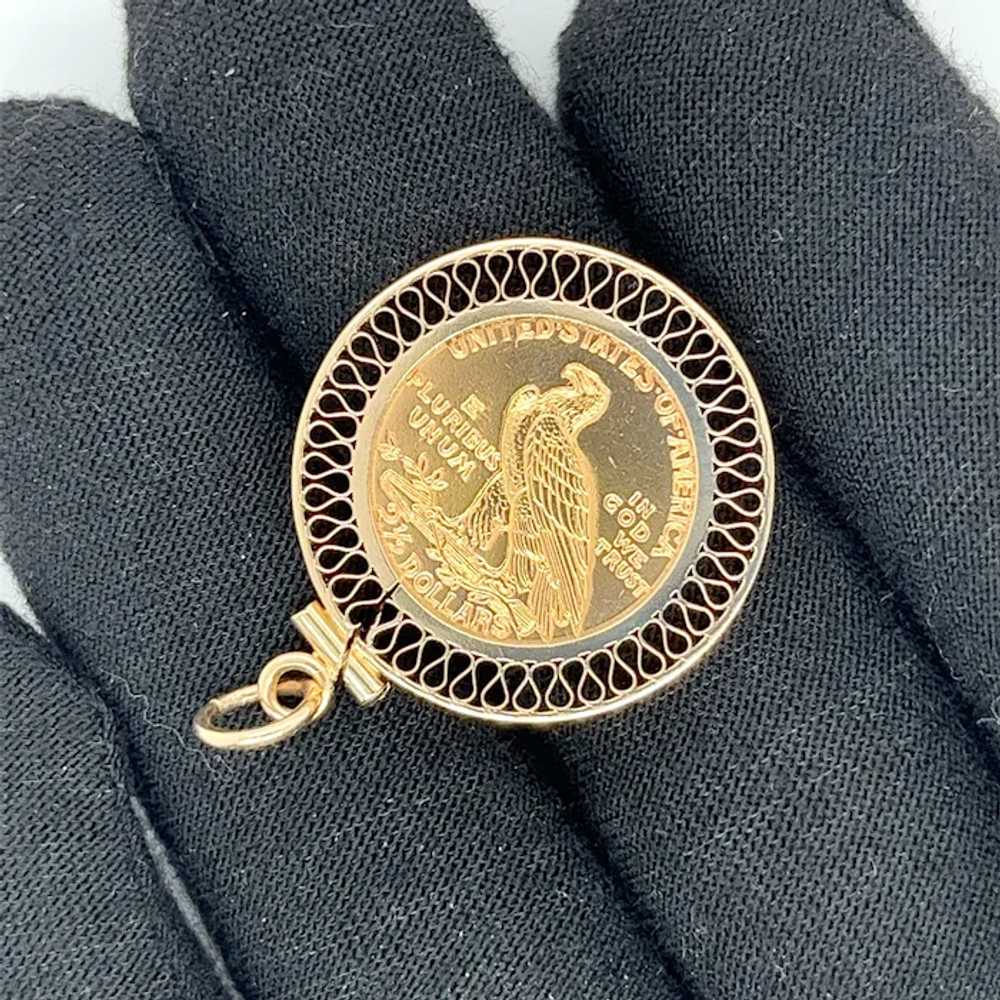 2.50 Dollar Quarter Eagle US Gold Coin Pendant 14… - image 6