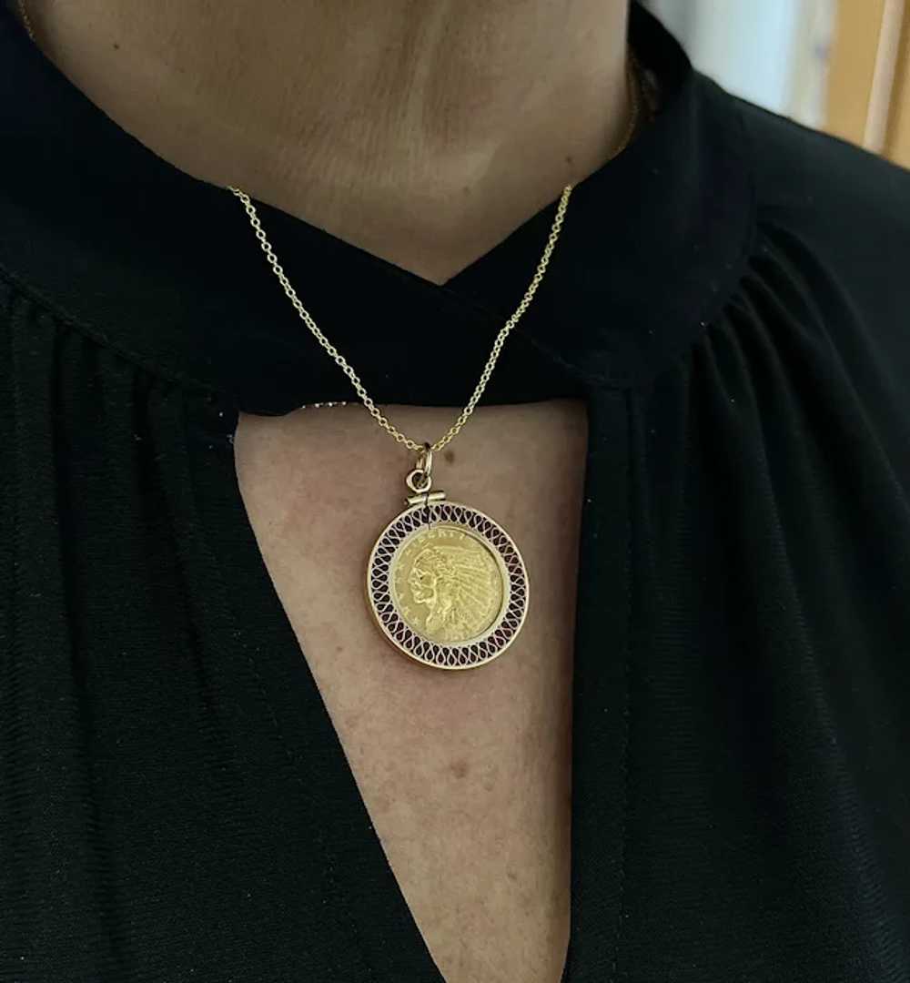 2.50 Dollar Quarter Eagle US Gold Coin Pendant 14… - image 7