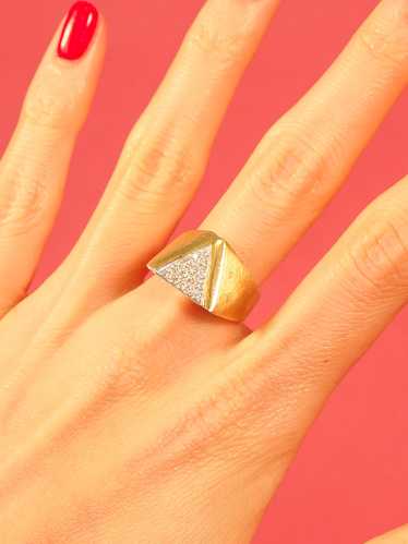 14K Diamond Geometric Ring - image 1