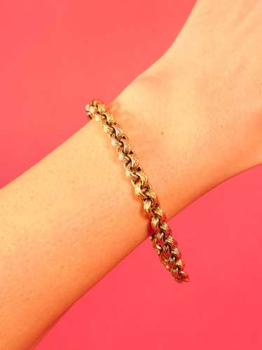 14K Engraved Rolo Chain Bracelet