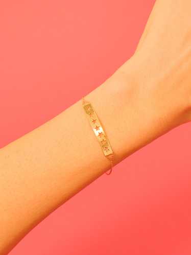 14K Gold Star Cutout Bar Bracelet