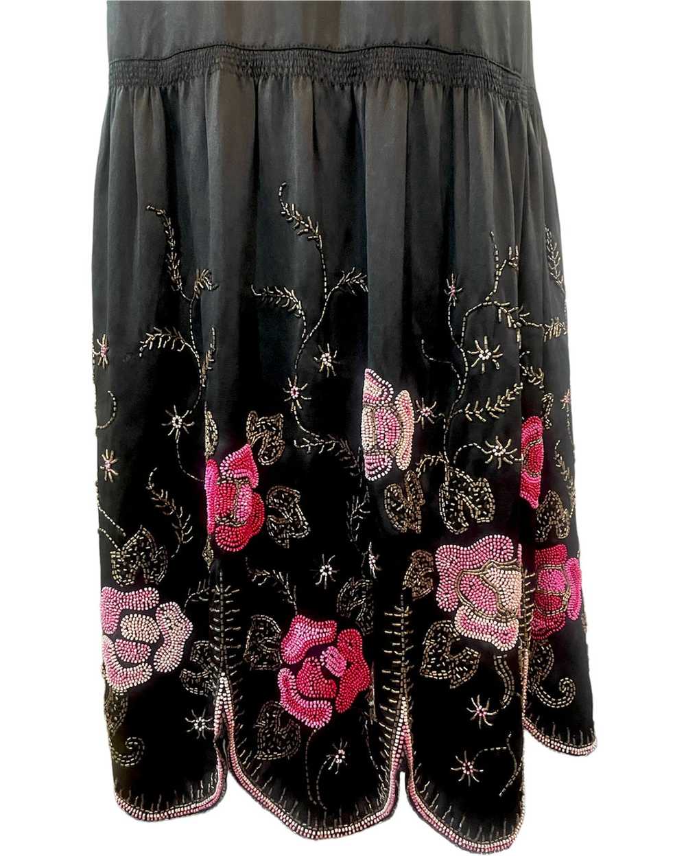 20s Satin Floral Beaded Dress with Scallop Hem - image 5