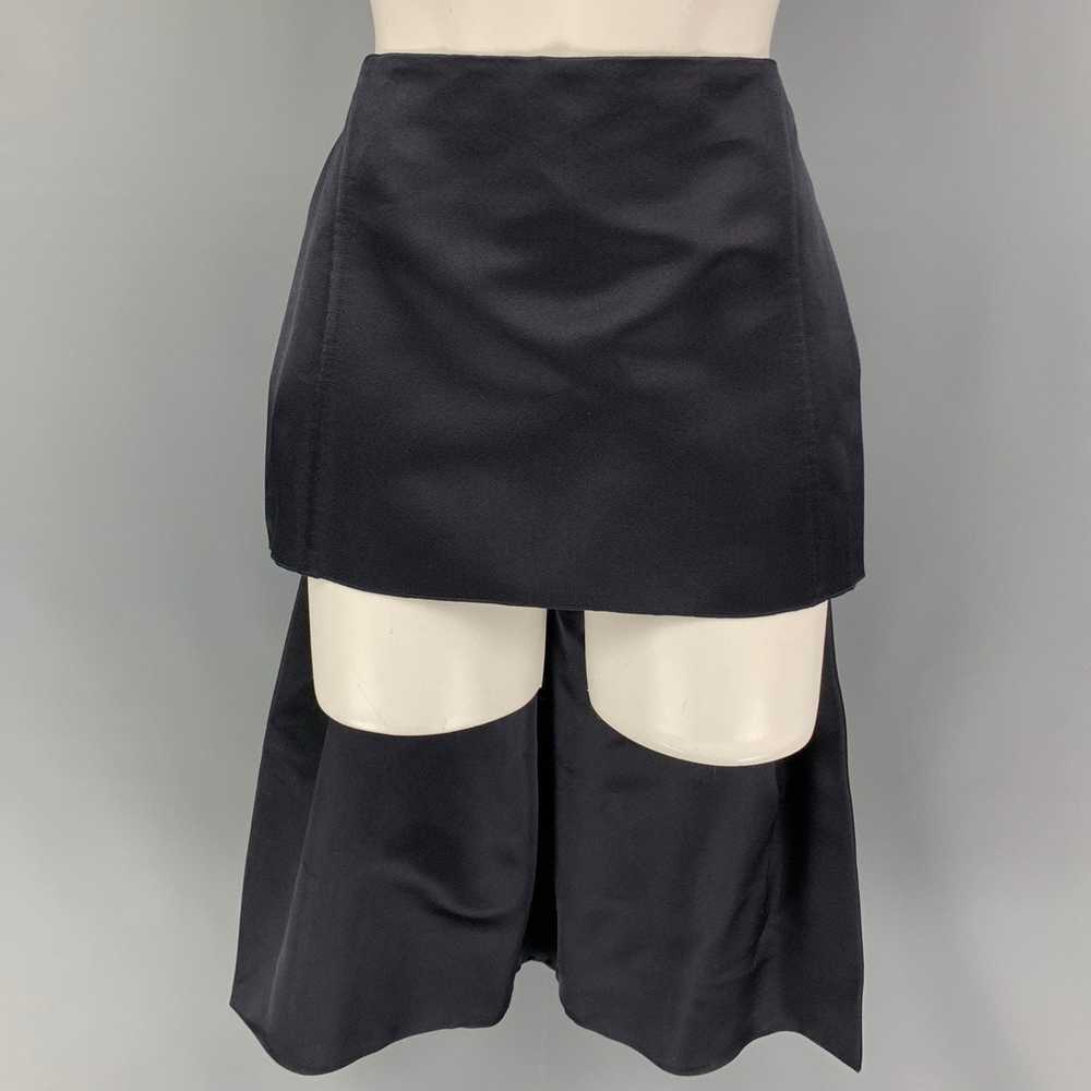 Prada Navy Double Satin Silk Mini Skirt - image 1