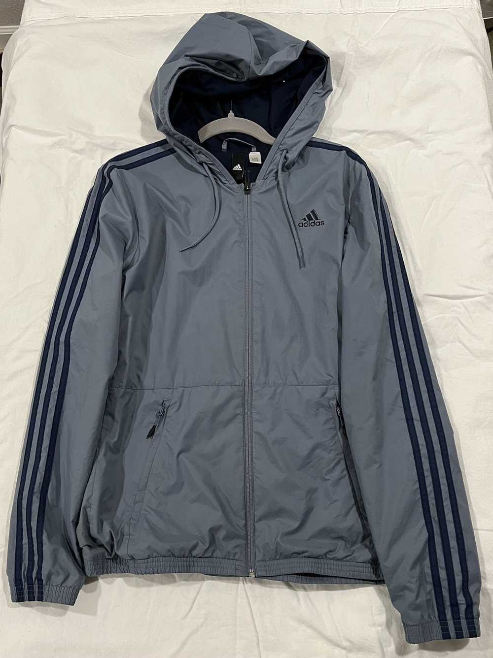 Adidas Light blue and dark blue wind breaker - image 1