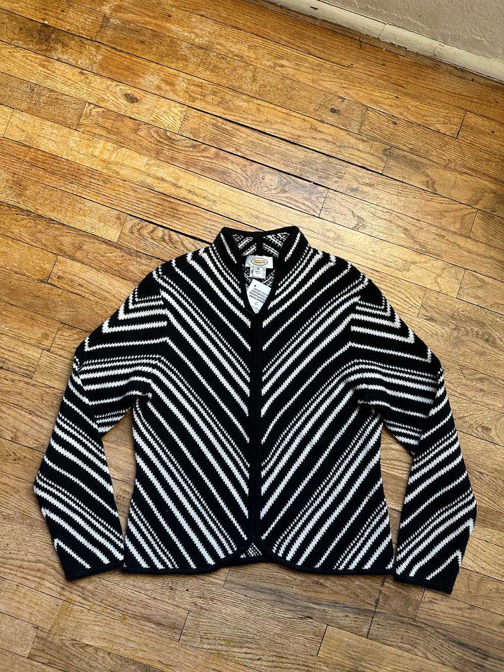 Black and White Stripe Talbots Sweater - image 1