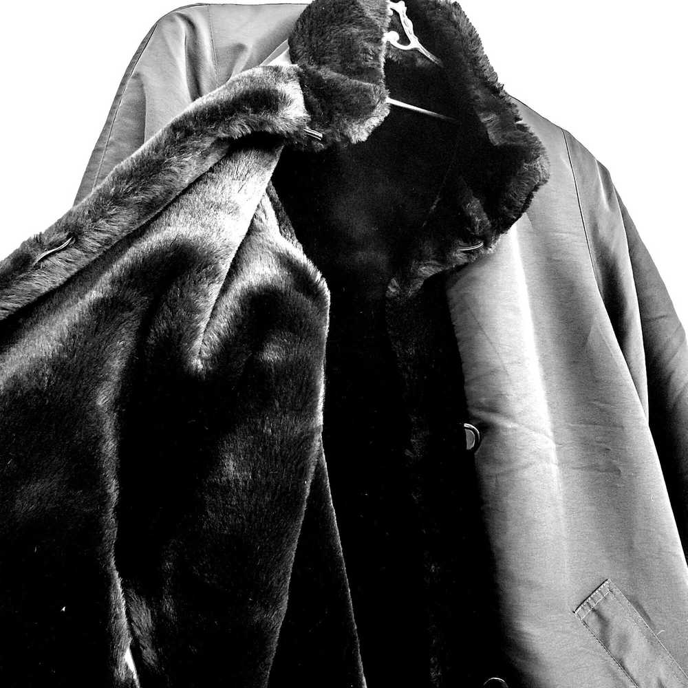 Vintage Black Coat 80s 2X 18 Faux Fur Vegan Rever… - image 10