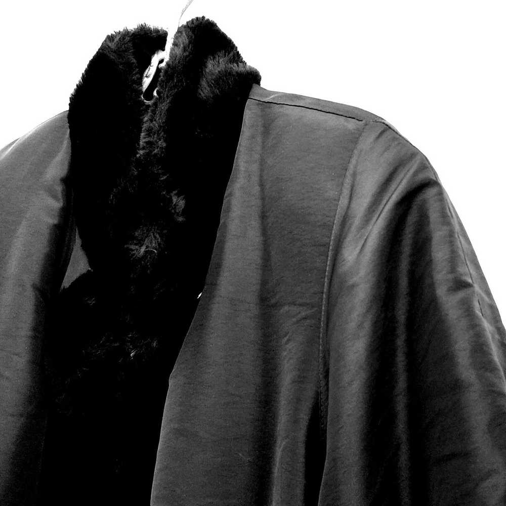 Vintage Black Coat 80s 2X 18 Faux Fur Vegan Rever… - image 11