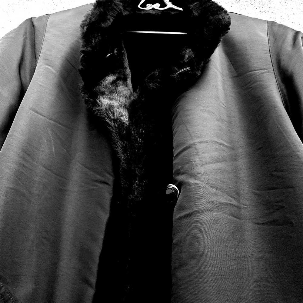 Vintage Black Coat 80s 2X 18 Faux Fur Vegan Rever… - image 5