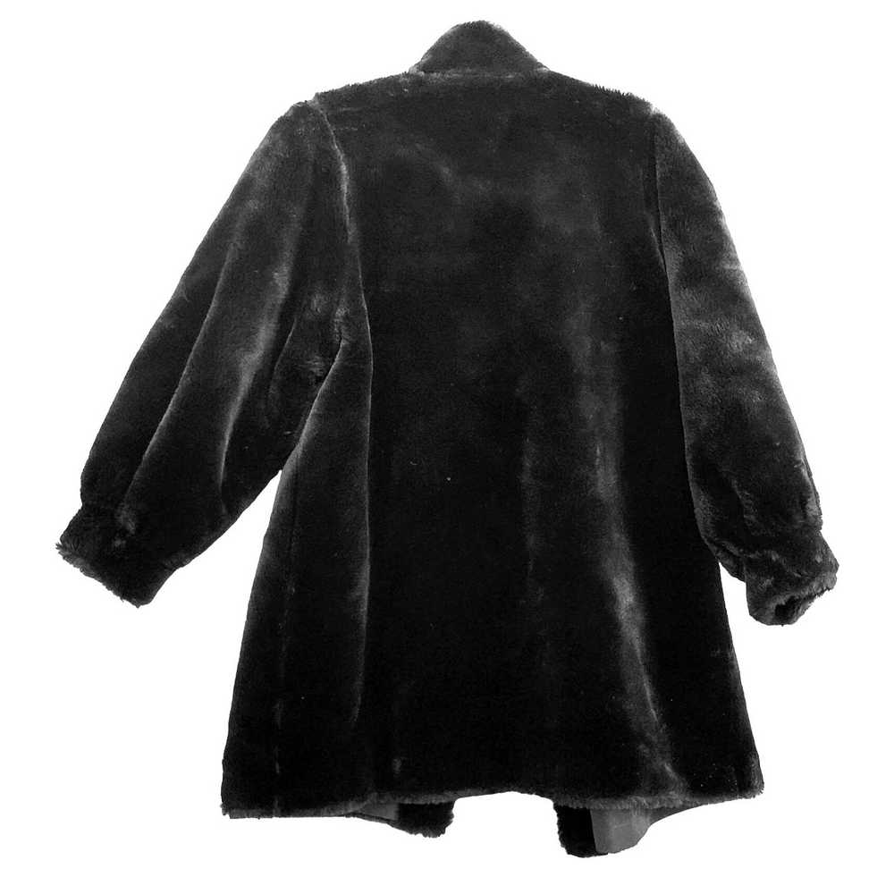 Vintage Black Coat 80s 2X 18 Faux Fur Vegan Rever… - image 8