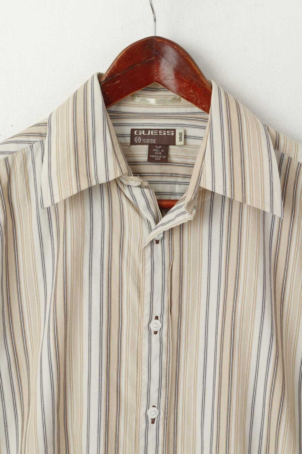 Guess Guess Men S Casual Shirt Beige Striped Cott… - image 2