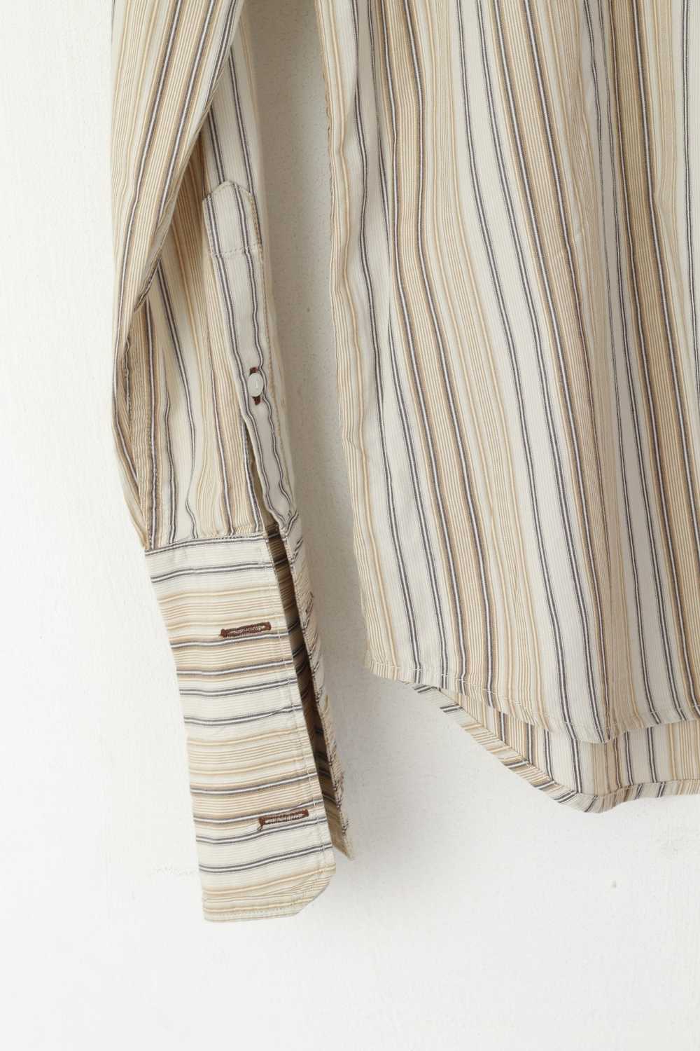 Guess Guess Men S Casual Shirt Beige Striped Cott… - image 3