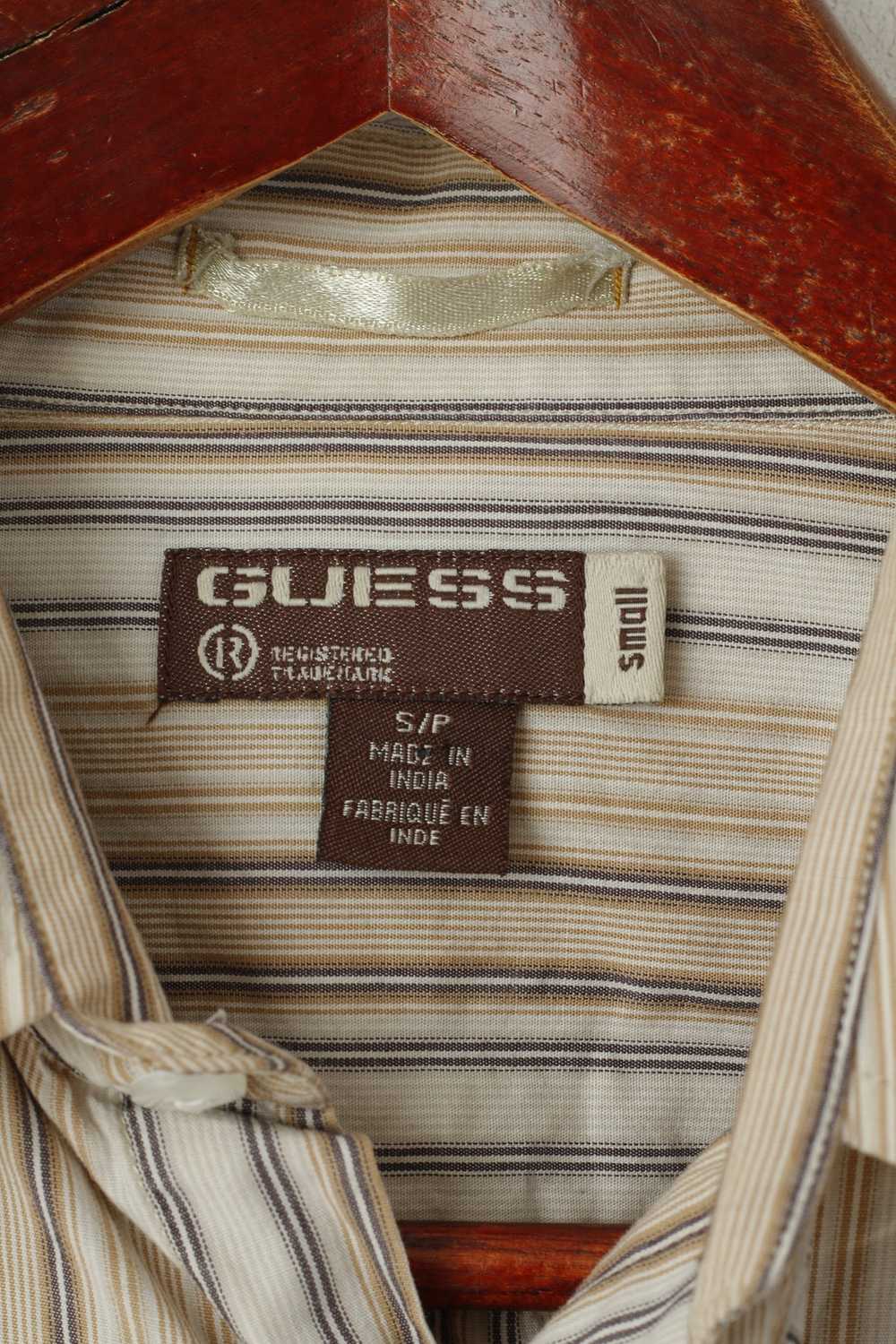 Guess Guess Men S Casual Shirt Beige Striped Cott… - image 4