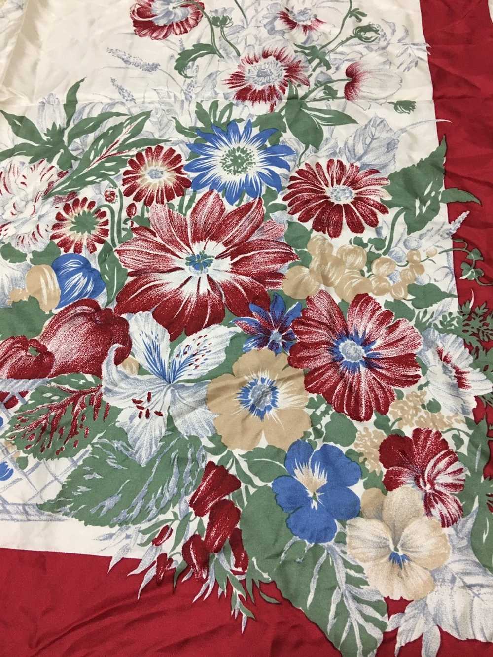 Sik Silk × Vintage Vintage Silk Scarf Flower Flor… - image 1