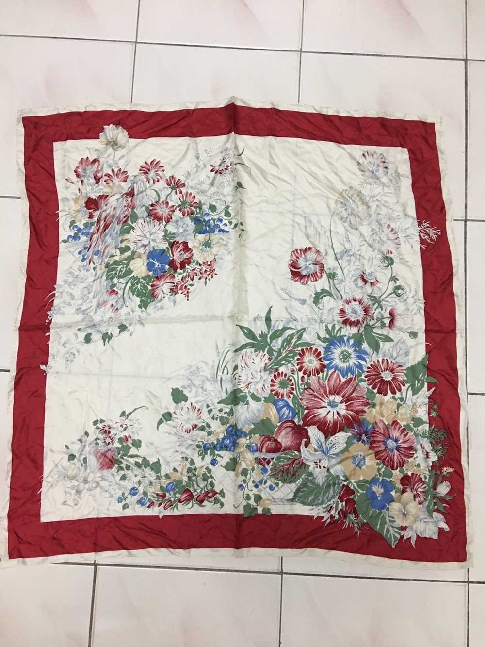 Sik Silk × Vintage Vintage Silk Scarf Flower Flor… - image 2