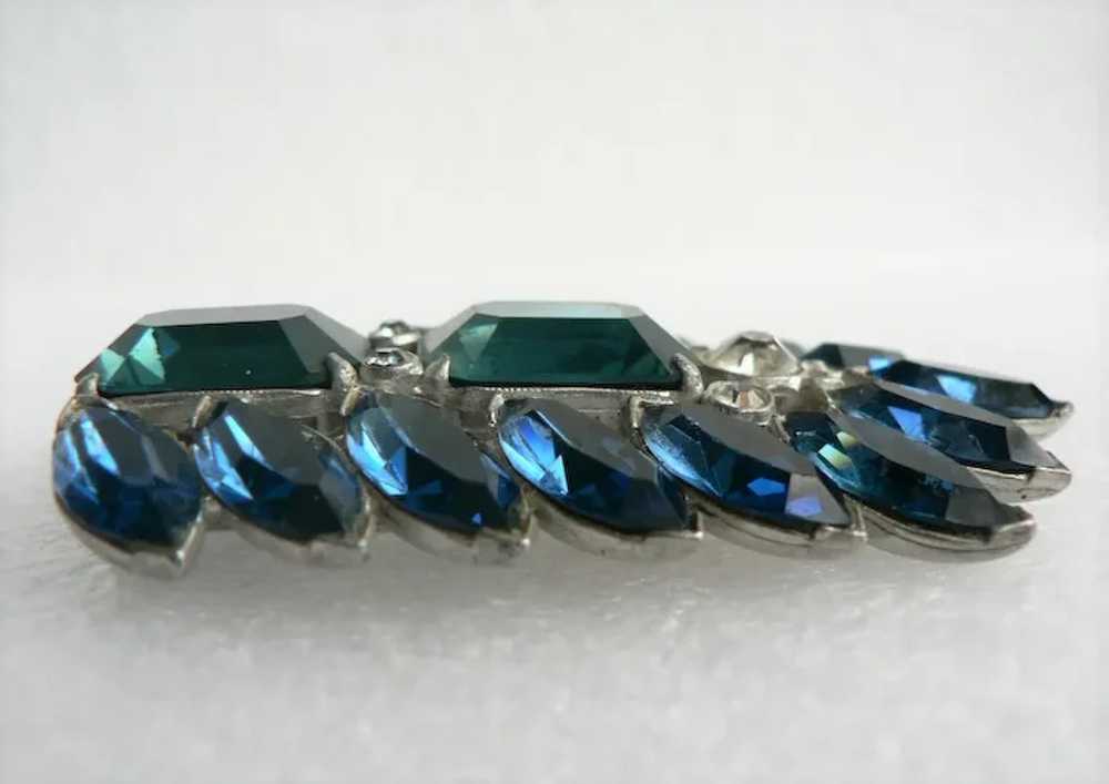 Fantastic Art Deco Cobalt Blue & Clear Rhinestone… - image 2