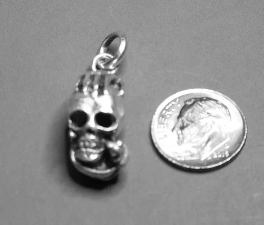 VTG Sterling Skull & Snake + Hand Pendant, Custom… - image 3