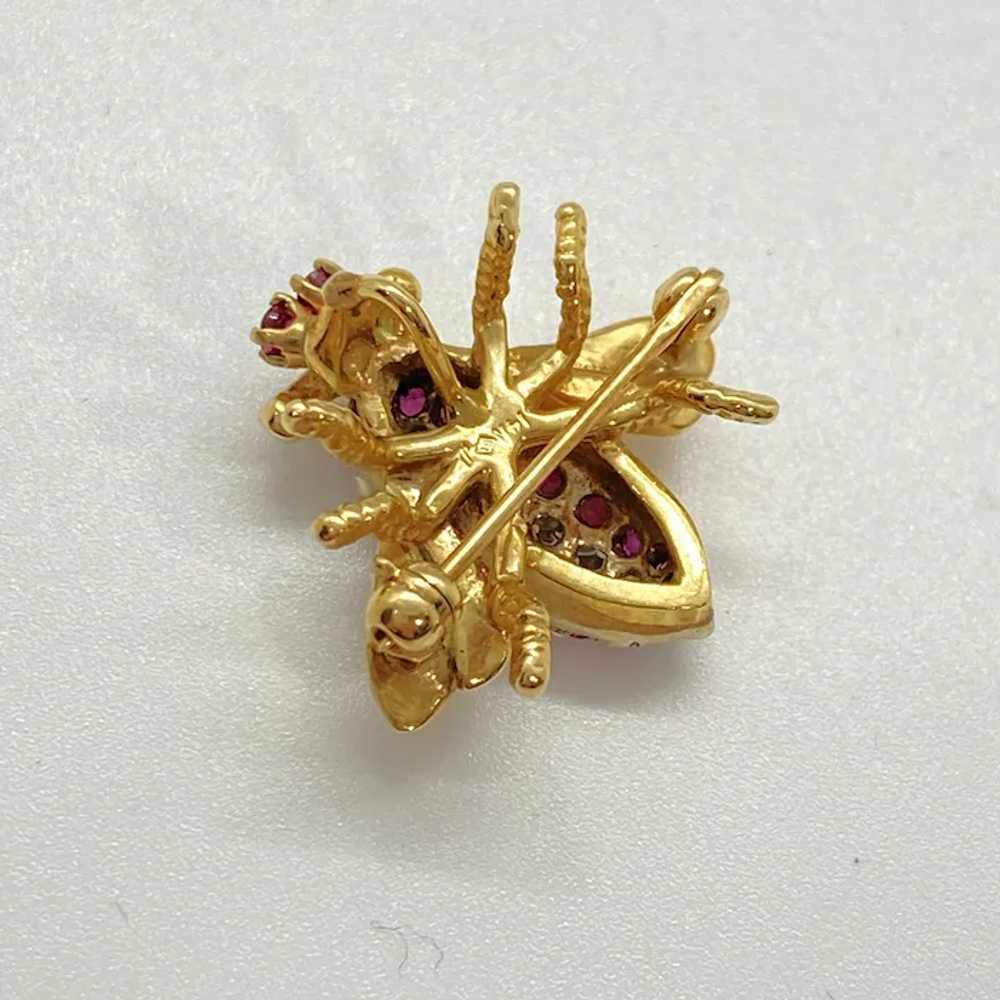 Jeweled BEE Pendant Brooch/Pin 14K Gold Diamond, … - image 3