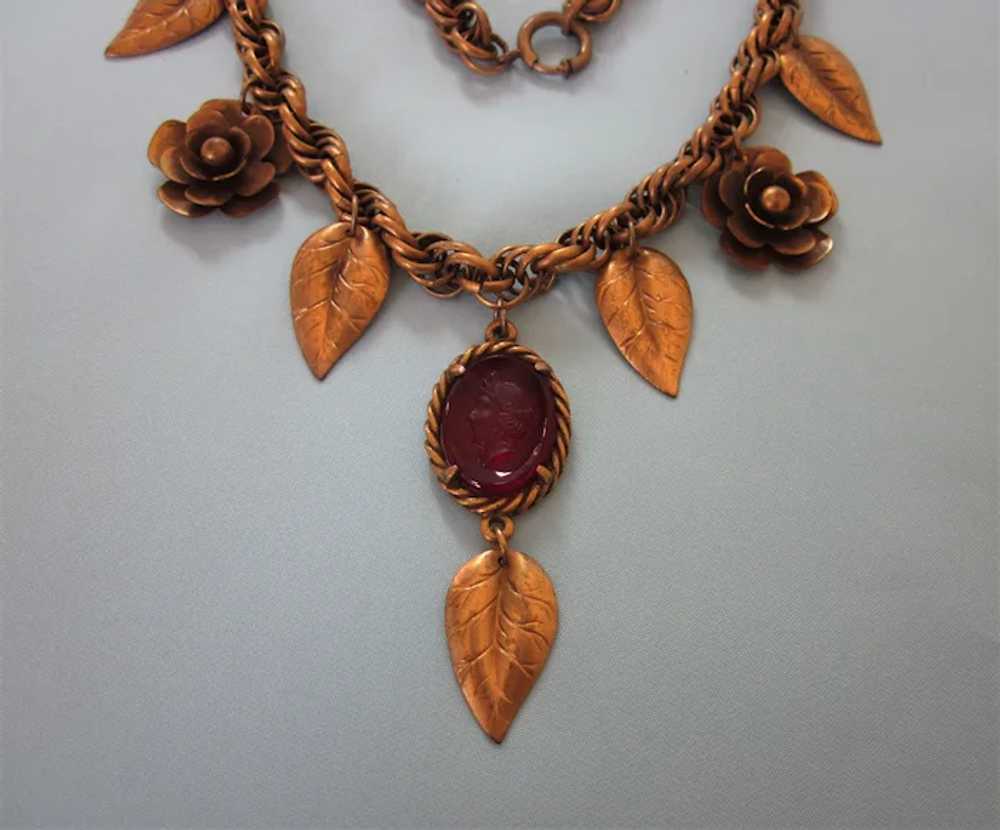 Romantic Vintage Intaglio, Flowers and Leaves 16"… - image 2