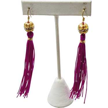 Vintage Silk Tassel Earrings [A1453] - image 1