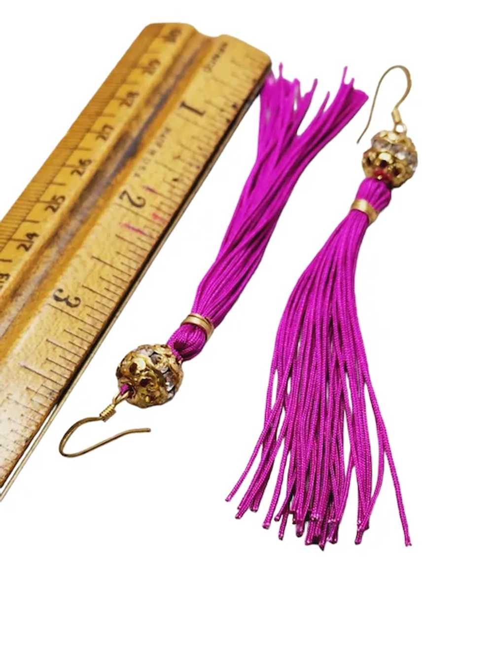 Vintage Silk Tassel Earrings [A1453] - image 3